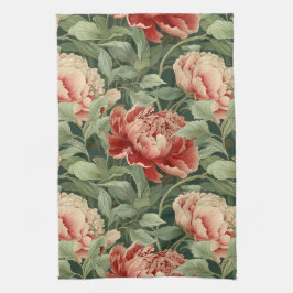 Vintage-Stil Coral & Peony Garden Patterned Kökshandduk