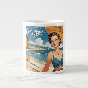 Vintage Stil Cote D'Azur Beach Girl Jumbo Mugg