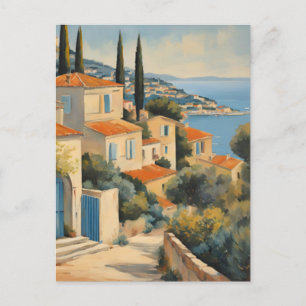 Vintage stil Côte d'Azur Fransk resmål akvarell Vykort