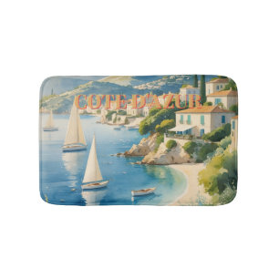 Vintage Stil Cote D'Azur Fransk Travel Badrumsmatta