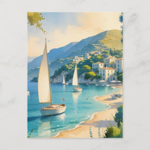 Vintage Stil Cote D'Azur Fransk Travel Inbjudan Vykort
