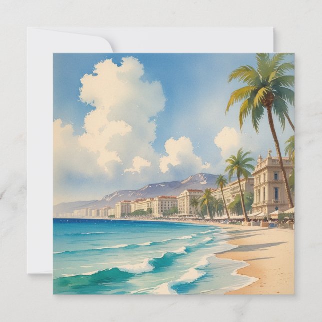 Vintage Stil Cote D'Azur Fransk Travel Julkort (Framsida)