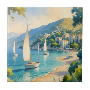 Vintage Stil Cote D'Azur Fransk Travel Kakelplatta