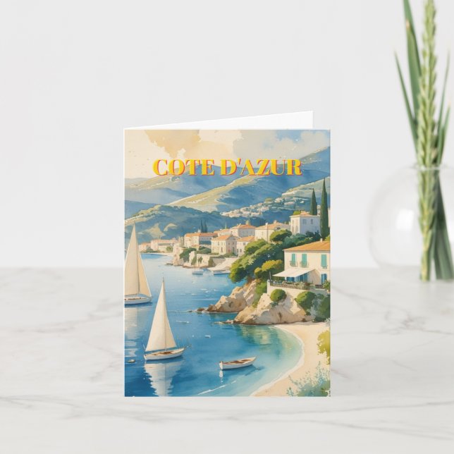 Vintage Stil Cote D'Azur Fransk Travel Kort (Framsida)