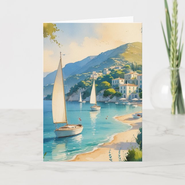Vintage Stil Cote D'Azur Fransk Travel Kort (Framsida)