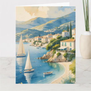 Vintage Stil Cote D'Azur Fransk Travel Kort