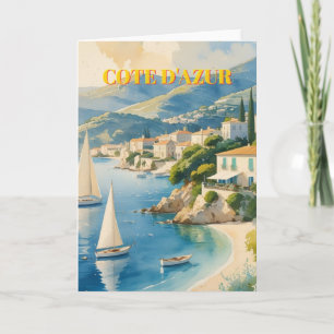 Vintage Stil Cote D'Azur Fransk Travel Kort