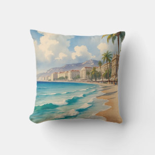 Vintage Stil Cote D'Azur Fransk Travel Kudde