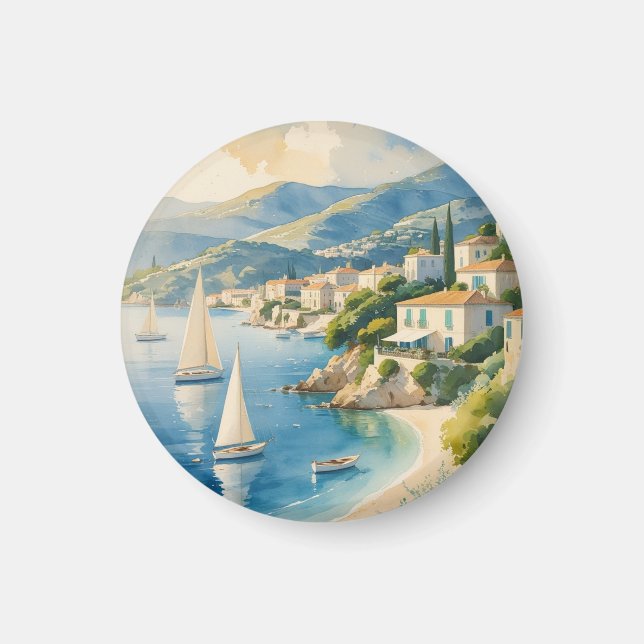 Vintage Stil Cote D'Azur Fransk Travel Magnet (Framsidan)