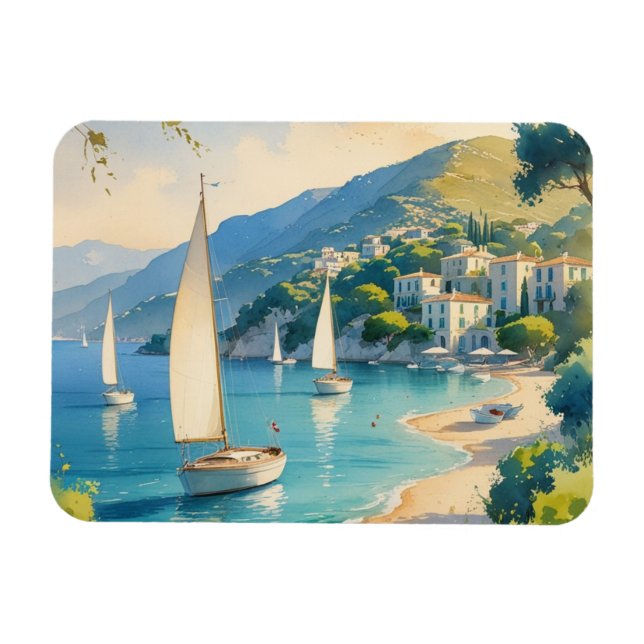 Vintage Stil Cote D'Azur Fransk Travel Magnet (Horisontell)