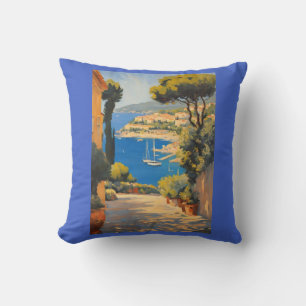 Vintage Stil Cote D'Azur Fransk Travel Paeing Kudde
