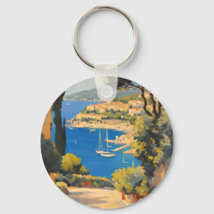 Vintage Stil Cote D'Azur Fransk Travel Paeing Nyckelring