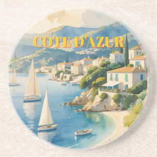 Vintage Stil Cote D'Azur Fransk Travel Underlägg