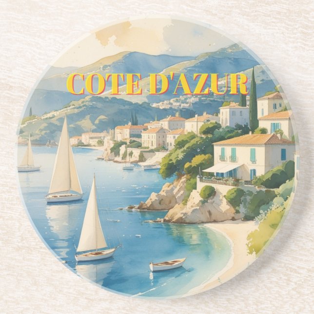 Vintage Stil Cote D'Azur Fransk Travel Underlägg (Framsidan)