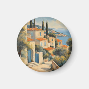 Vintage Stil Cote D'Azur Fransk Travel Watercolor Magnet