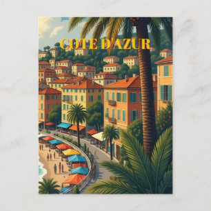 Vintage stil Côte d'Azur-resa illustration Helg Vykort