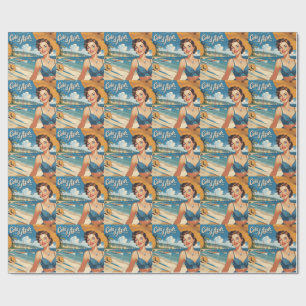 Vintage stil Côte d'Azur strandflicka Presentpapper