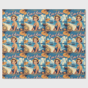 Vintage stil Côte d'Azur strandflicka Presentpapper