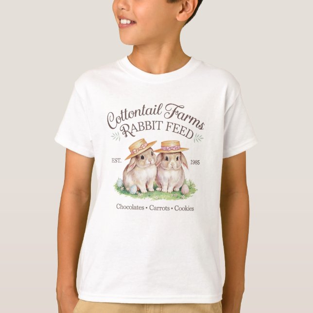 Vintage Stil Cottontail Påskhare T Shirt (Framsida)