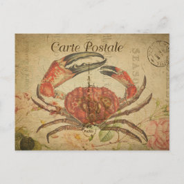 Vintage Stil Crab Fransk Carte Postale Vykort
