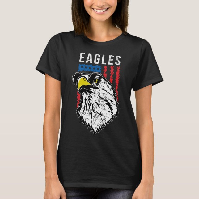 Vintage stil Eagles glassas, amerikansk fl T Shirt (Framsida)