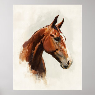 Vintage Stil Equestrian Horse Oljemålning Poster