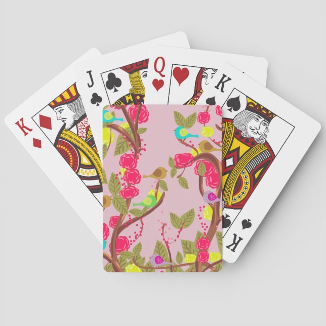 Vintage stil Fåglar och blommor Casinokort (Baksidan)