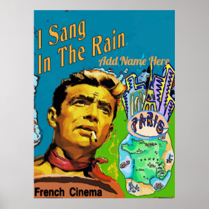 Vintage Stil Fake Cinema Sang Rain, redigera text Poster