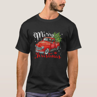 Vintage Stil Farm Red Lastbil Julgran Manar Wo T Shirt