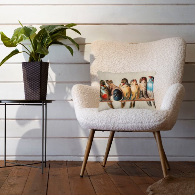 Vintage Stil Flocken av burfåglar Prydnadskudde (Skapare uppladdad)