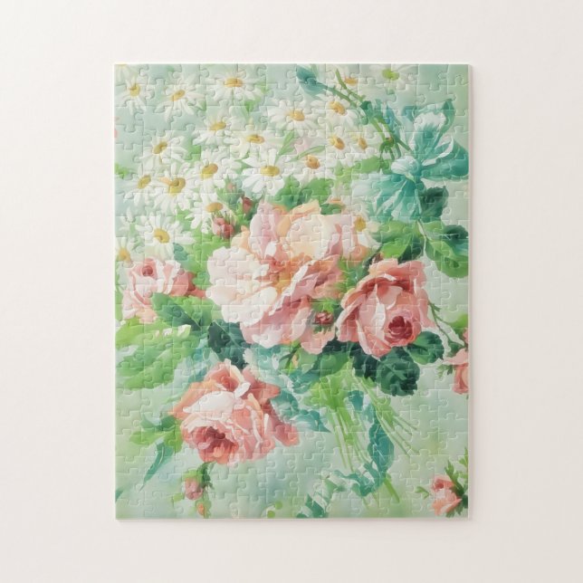Vintage Stil Flowers Chic Garden Puzzle Pussel (Vertikal)