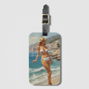 Vintage Stil Fransk Riviera Travel Beach Girl Bagagebricka