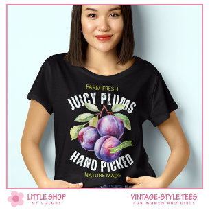 Vintage Stil Frukt Plommon T Shirt