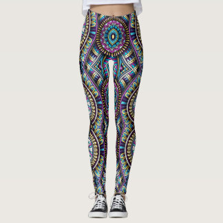 Vintage stil geometriska mönster leggings