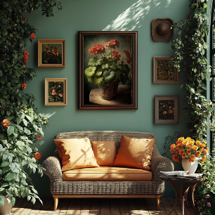 Vintage Stil Geranium Art - nedladdningsbar Poster