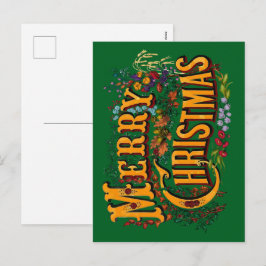 Vintage Stil God Jul Högtidlig Hälsning Helg Vykort
