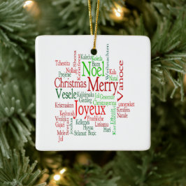 Vintage stil God Jul översättning Word Julgransprydnad Keramik