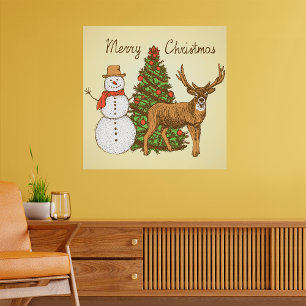 Vintage Stil God jul Poster