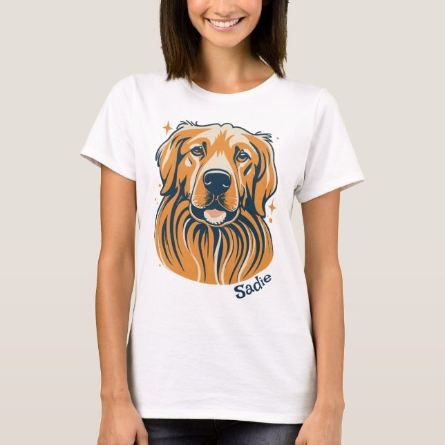 Vintage Stil Golden Retriever T Shirt (Framsida)