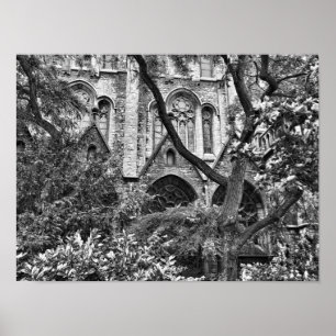 Vintage stil gotisk kyrka foto poster