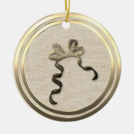 Vintage Stil Guld Bow Ceramic Ornamic Julgransprydnad Keramik