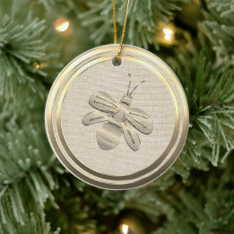 Vintage stil guld jul bina keramiska ornament