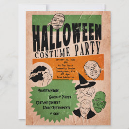 Vintage Stil Halloween Costume Party Inbjudan