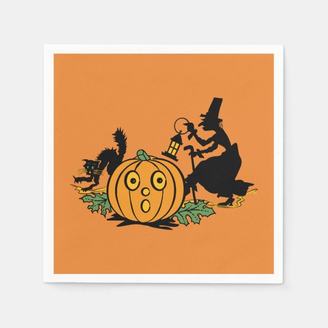 Vintage Stil Halloween fest Napkin Pappersservett (Framsidan)