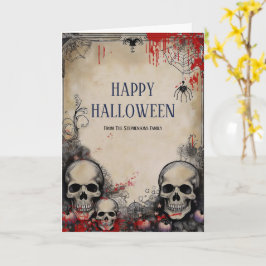 Vintage Stil Halloween Skalle Gotisk Välkomstkort Kort