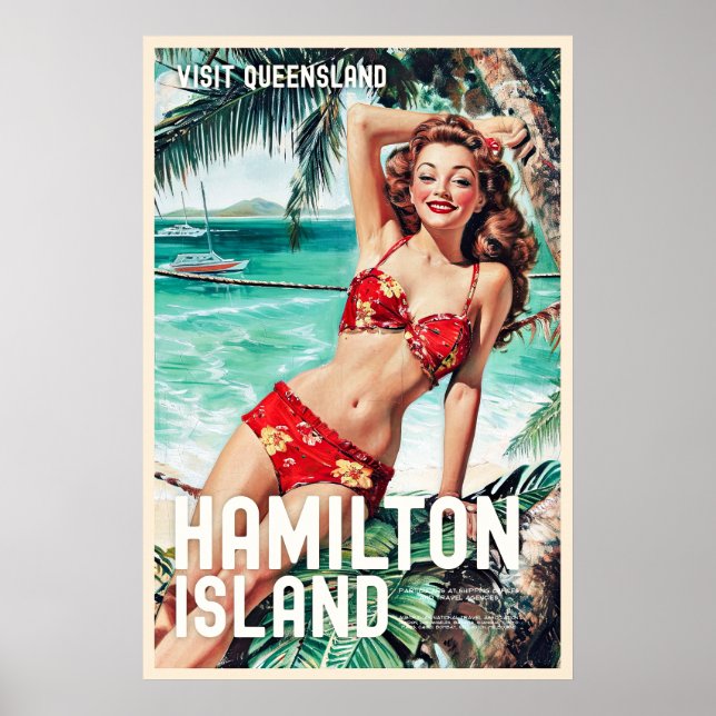 Vintage Stil Hamilton Island Travel Poster (Framsidan)