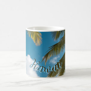 Vintage stil Hawaii blå hav palmer himmel resa Kaffemugg