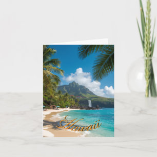 Vintage stil Hawaii Blå Hav Palmer Himmel Resa Kort