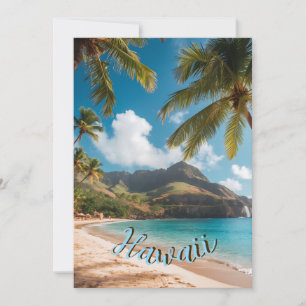 Vintage stil Hawaii Blå Hav Palmer Himmel Resa Kort