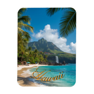 Vintage stil Hawaii Blå Hav Palmer Himmel Resa Magnet